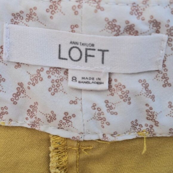 Ann Taylor LOFT Riviera Shorts Cotton Twill Stretch Mustard Yellow 8" inseam 8 - Picture 3 of 12